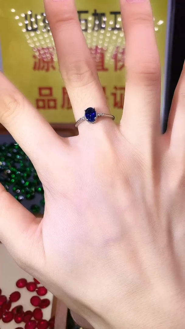 蓝宝石戒指银S925镶嵌.......