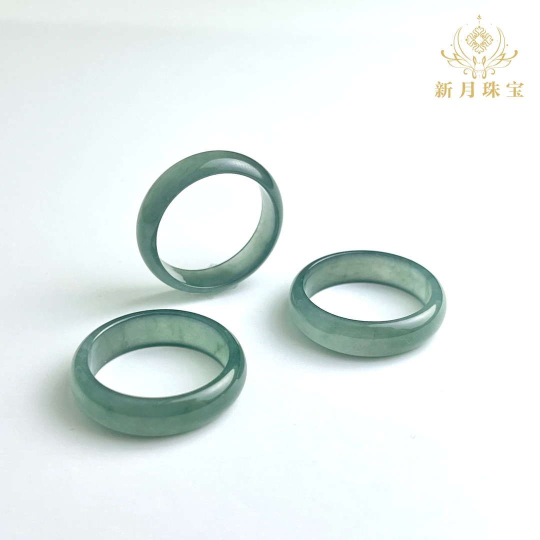 天然A货翡翠冰种蓝水翡翠指环-多样性发一