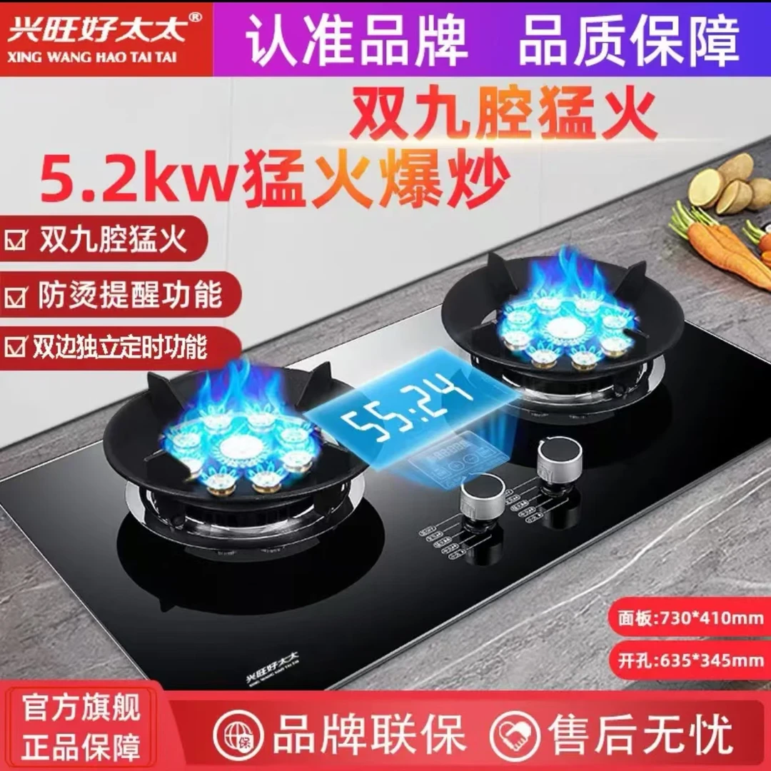 家用双灶节能台嵌两用猛火天然气燃气灶熄火保护装置租房用煤气灶