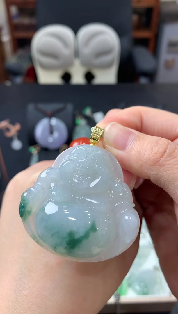 【闪购商品】翡翠吊坠(不含链)18K金镶嵌挂件