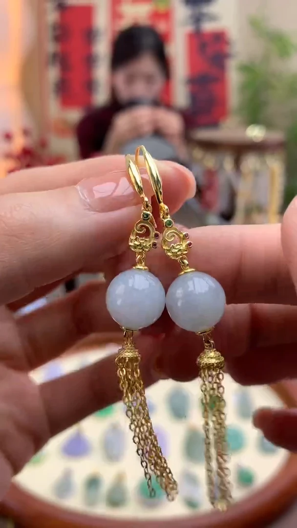 【闪购商品】翡翠颈饰银S925镶嵌耳坠