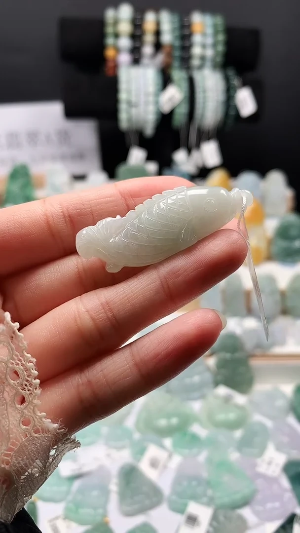 吊坠(不含链)未镶嵌翡翠78年年有鱼