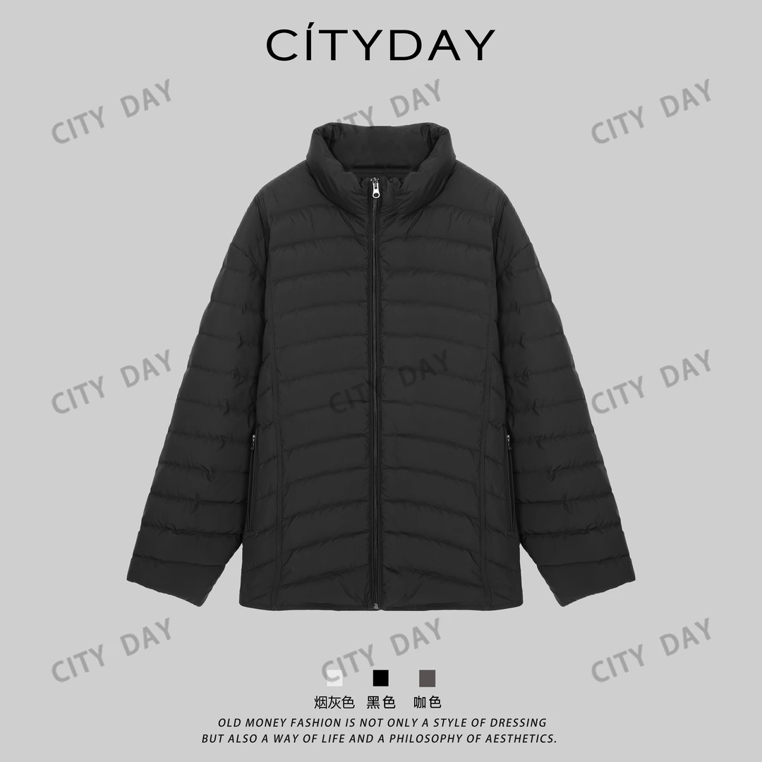 CityDay【楠哥】90白鸭绒 绗缝立领中性老钱轻薄款羽绒服 052
