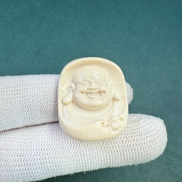 E6978天然猛犸牙雕刻牌29.6*25.4*11.5支持鉴定假一罚四