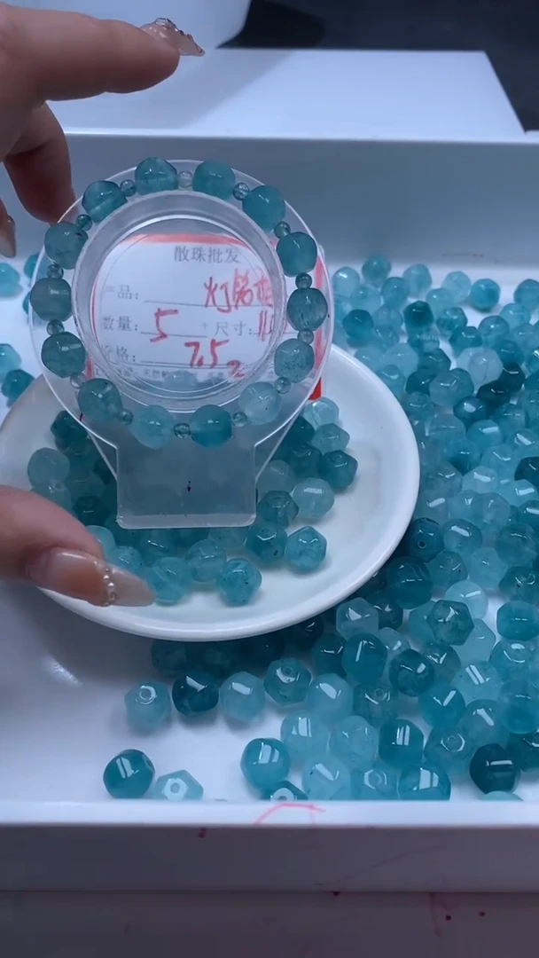 颈饰未镶嵌水晶W3121蓝色碧玺灯笼珠10mm*5颗