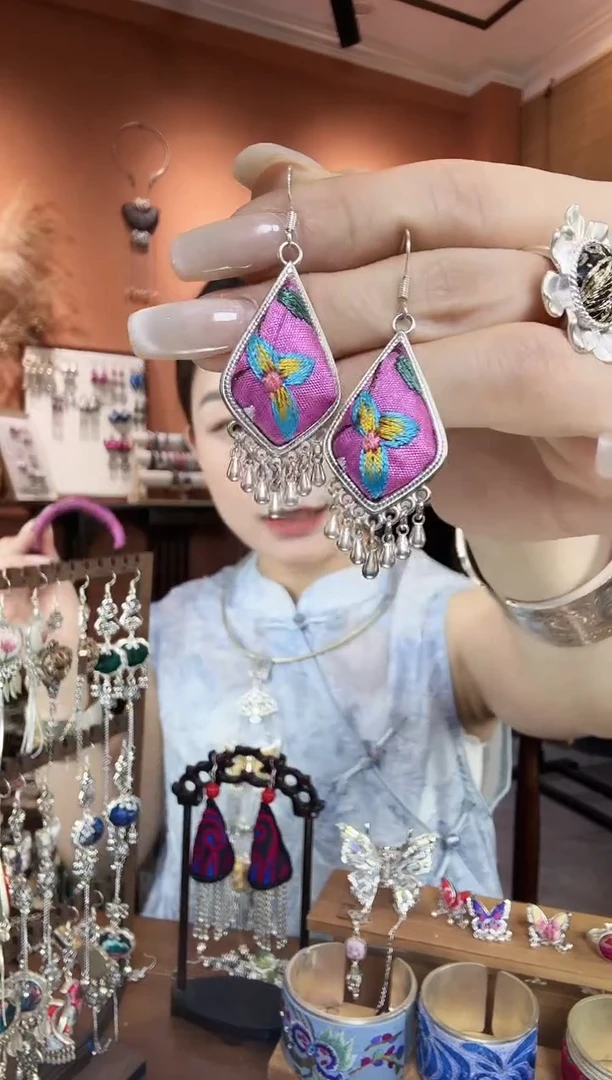 刺绣纯手工民族风耳环