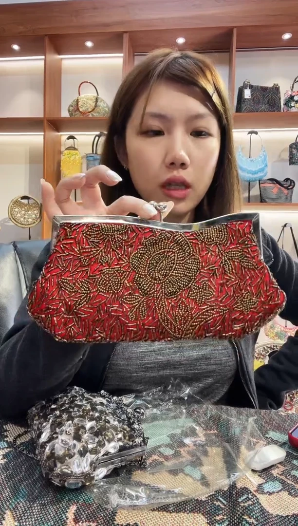 织物手工珠珠包包腋下斜跨包手拿包手提晚宴包