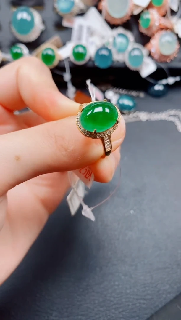 银S925镶嵌戒指翡翠翡翠