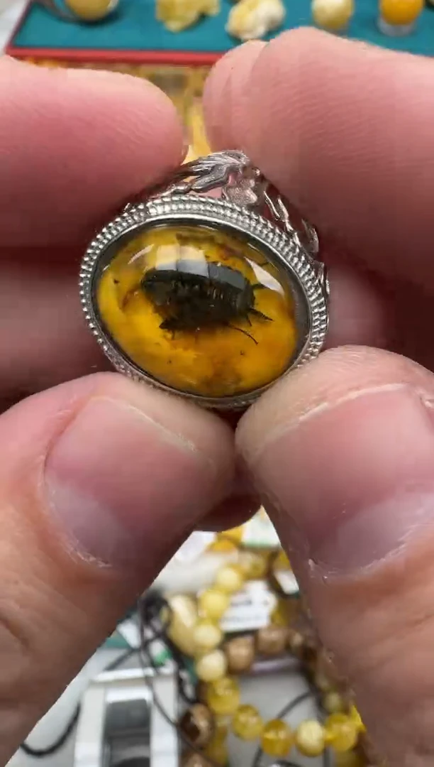琥珀银S925镶嵌珠宝奇石HZ115