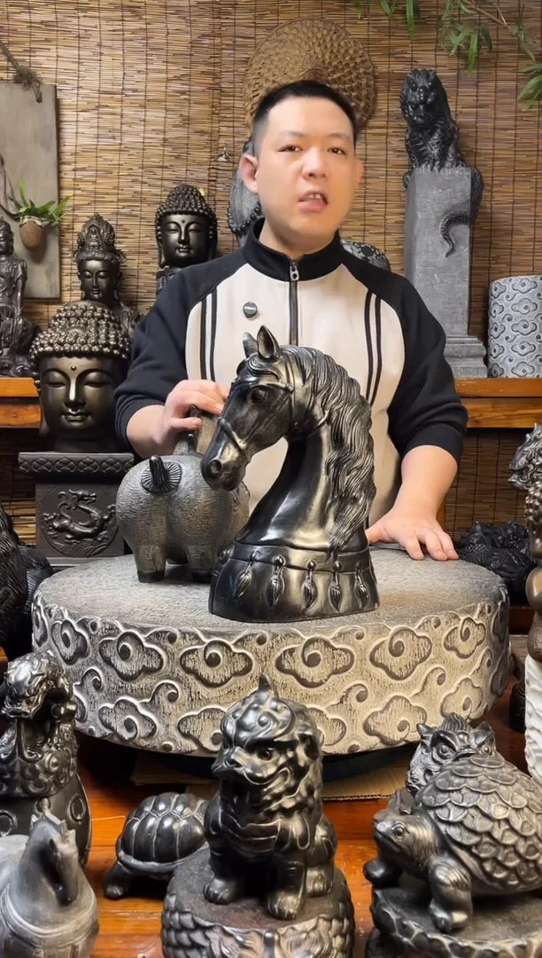 石材30马头天然青石雕刻