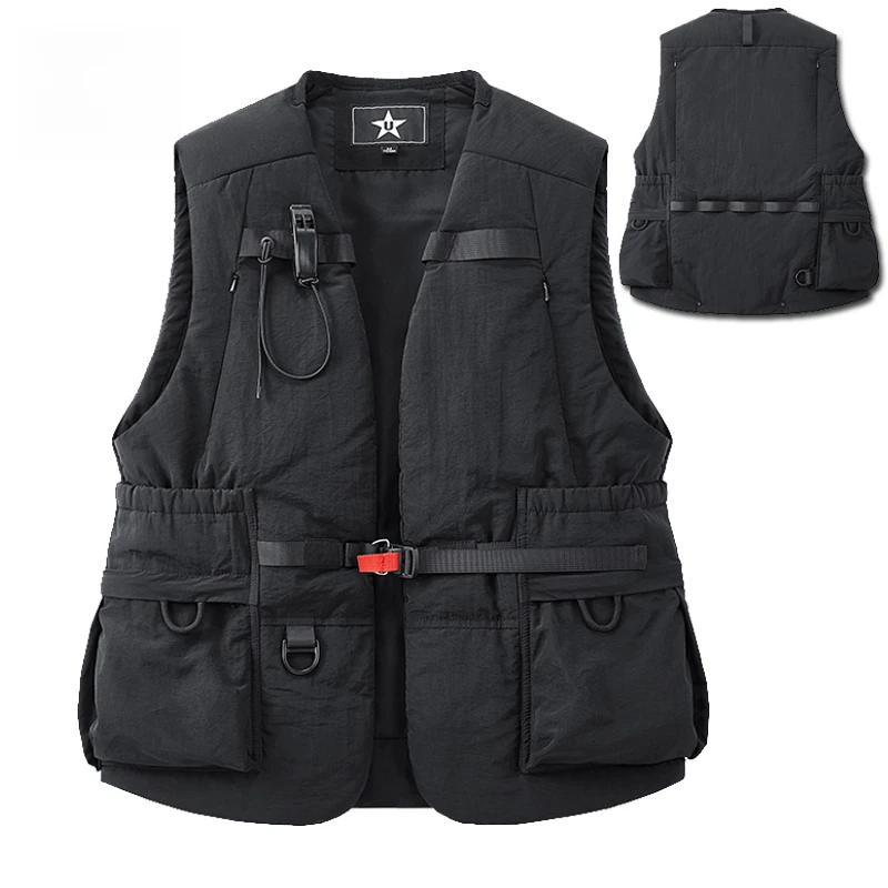 秋冬新款加厚防寒棉马甲男士时尚机能工装保暖背心多口袋马夹外套