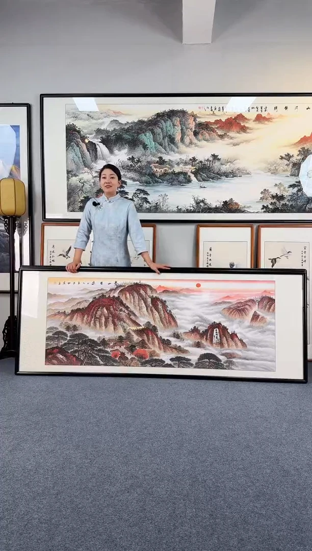 国画用****8八尺 285*115带框 万里雄风 纯手绘