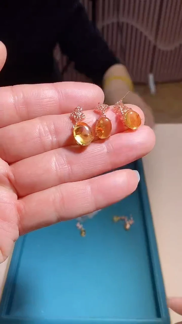 【闪购商品】琥珀耳饰未镶嵌多样性发其一【5】