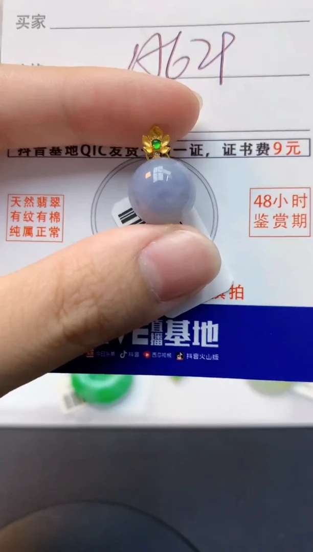 颈饰18K金镶嵌翡翠天然缅甸A货翡翠百元以上9元证书费自理