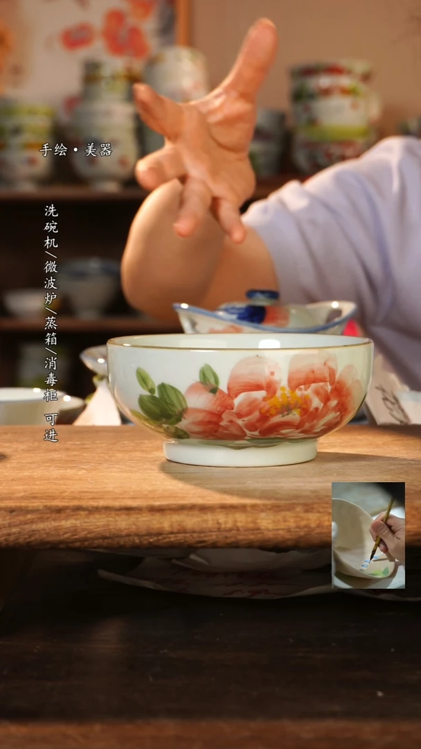 陶瓷景德镇高温釉下彩手绘陶瓷