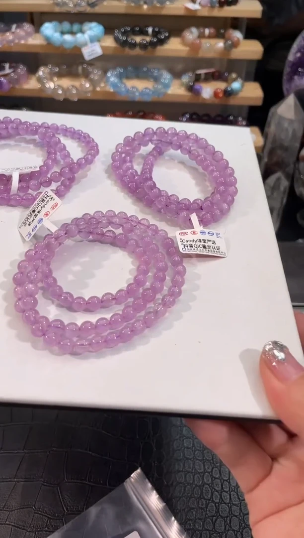 手链锂辉石未镶嵌A520紫锂辉多圈手链6mm多样性发一