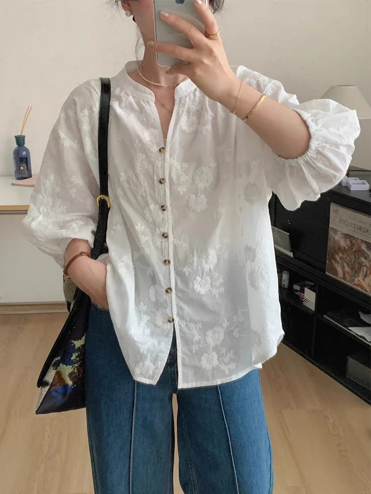 洋气提花刺绣设计感宽松显瘦衬衫