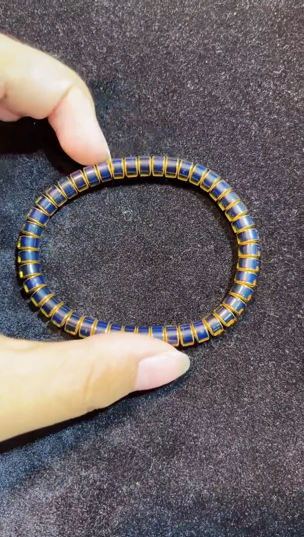蓝珀银S925镶嵌珠宝奇石6MM药片