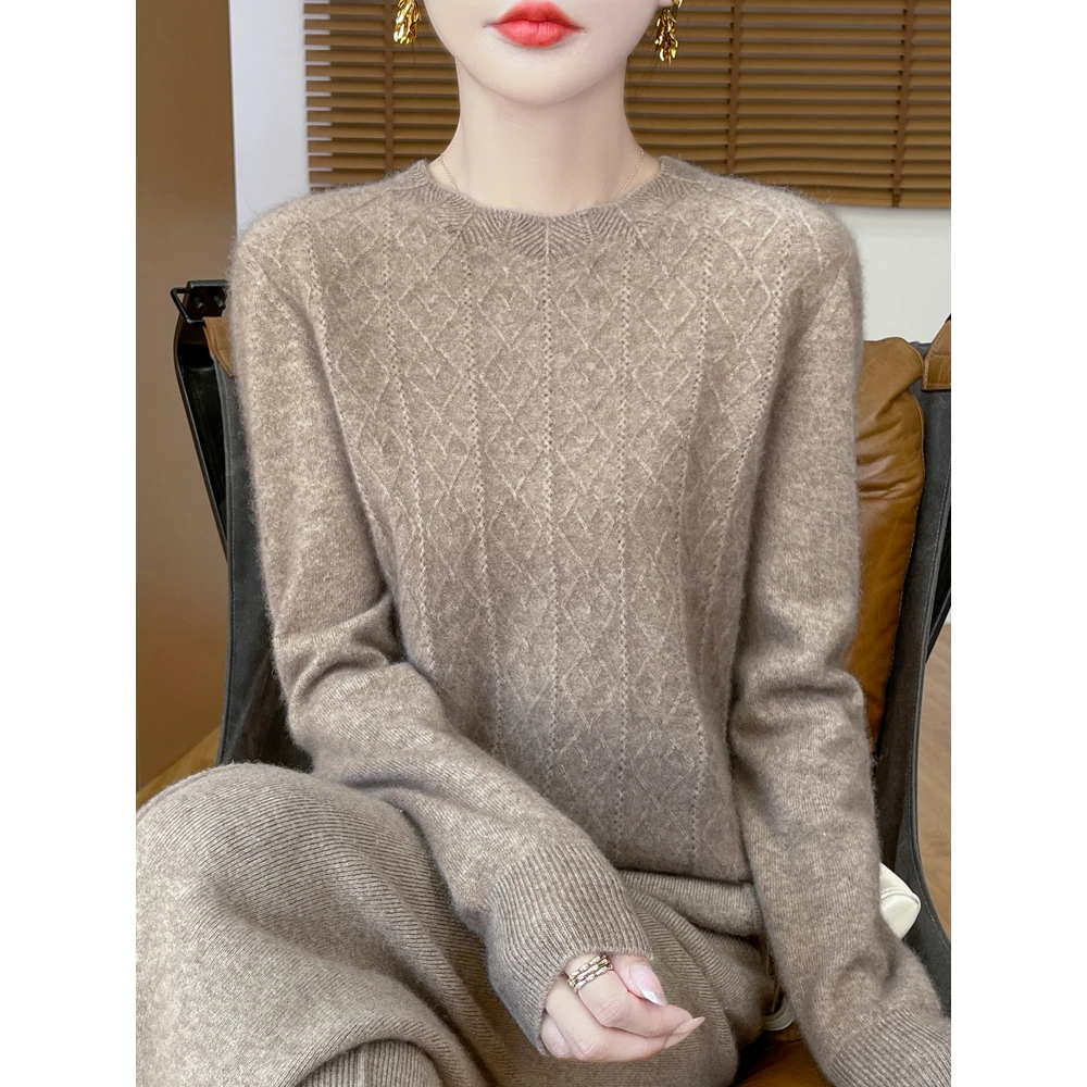 【梅姐专属】心相印纯羊毛设计师女士宽松休闲YM-QHNJRG-920