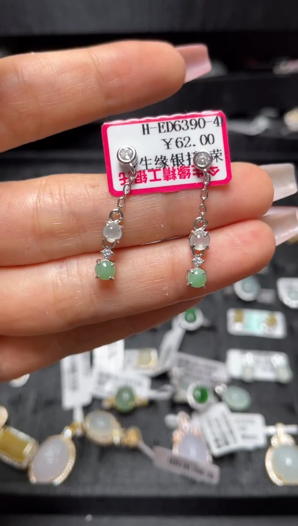 银S925镶嵌戒指翡翠天然翡翠A货