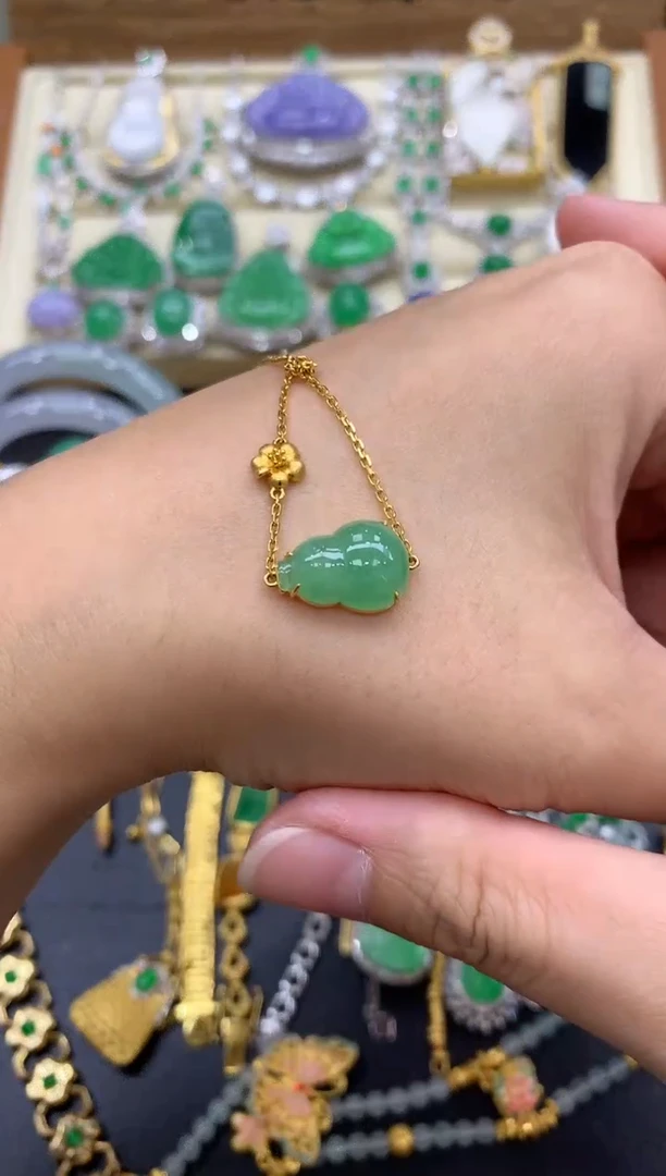 18K金镶嵌手链翡翠377-中国好珍宝