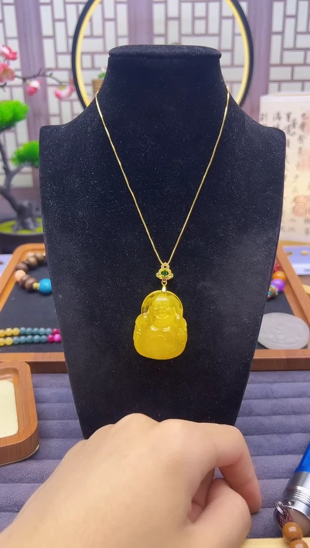 14K金镶嵌吊坠(赠链)蜜蜡D129