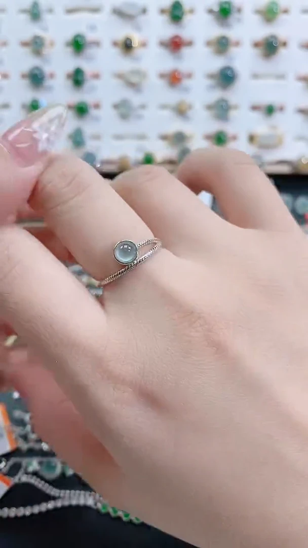 银S925镶嵌戒指翡翠天然翡翠