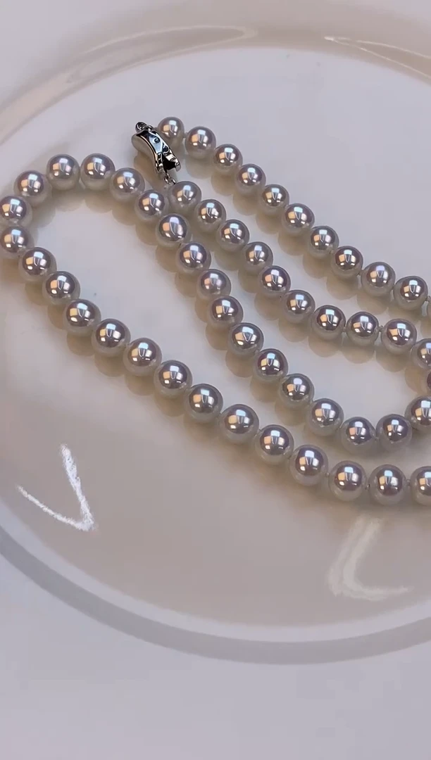 项链银S925镶嵌淡水珍珠7-8