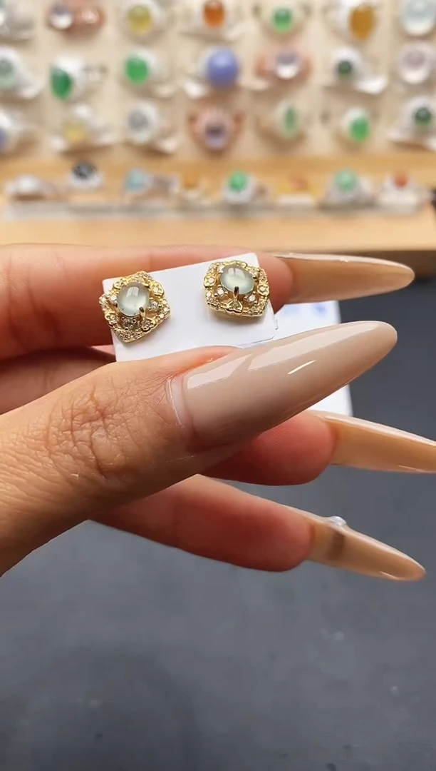 银S925镶嵌戒指翡翠缅甸天然A货翡翠1 3-2