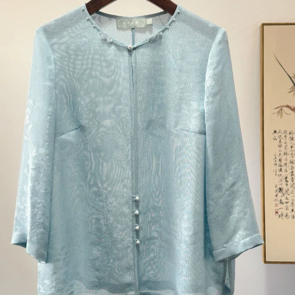 【雨缠绵】桑蚕丝新中式中国风上衣对襟薄款日常外套