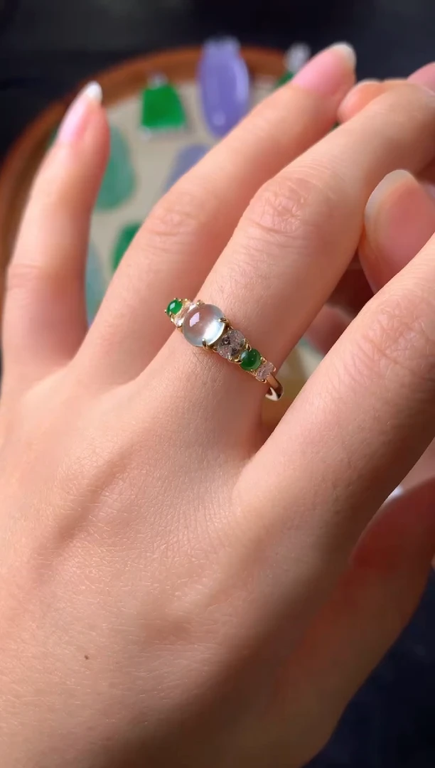 银S925镶嵌戒指翡翠天****雯戒指