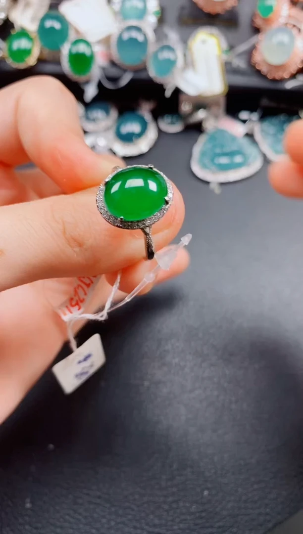 银S925镶嵌戒指翡翠翡翠