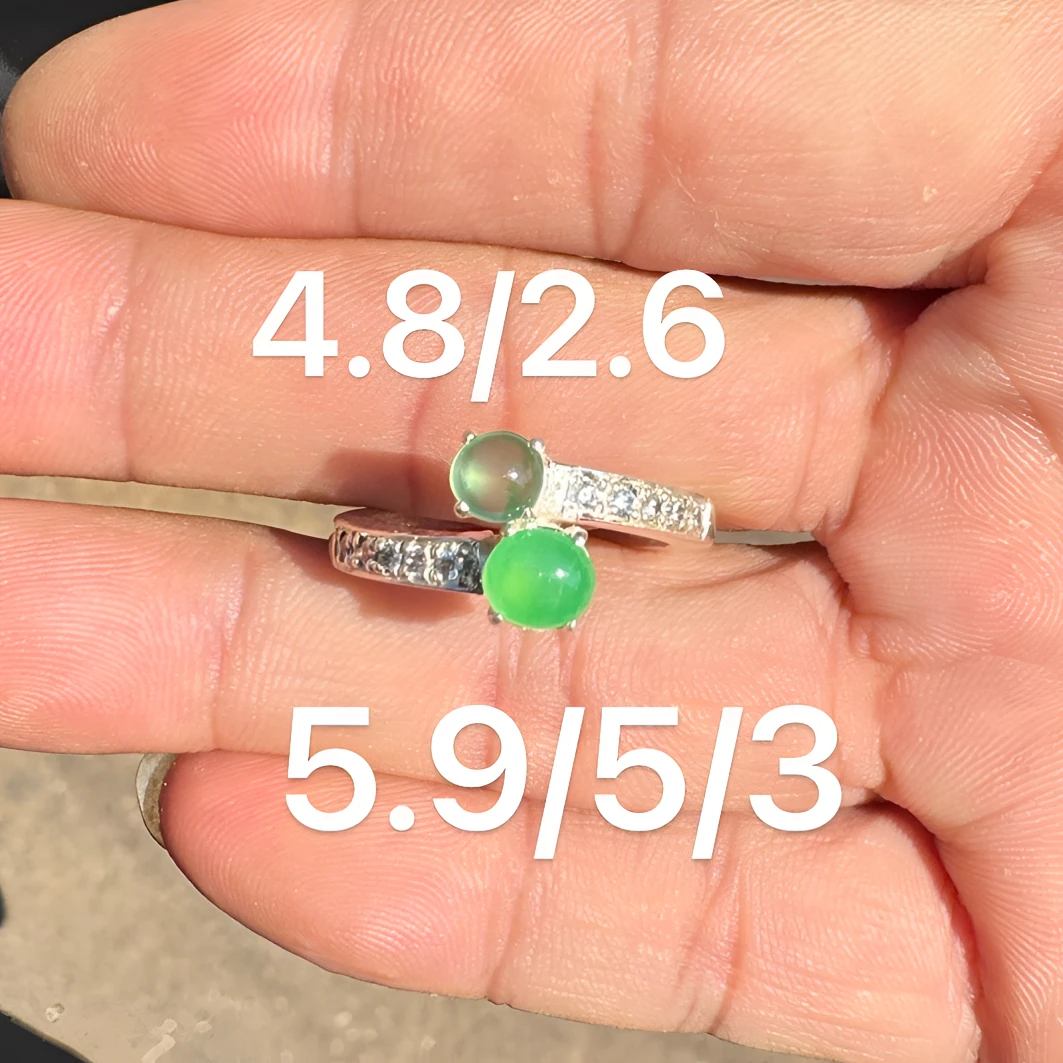 1221(小哪吒在源头)冰玻种翡翠双彩戒面干净肉细杠味荧光足M20