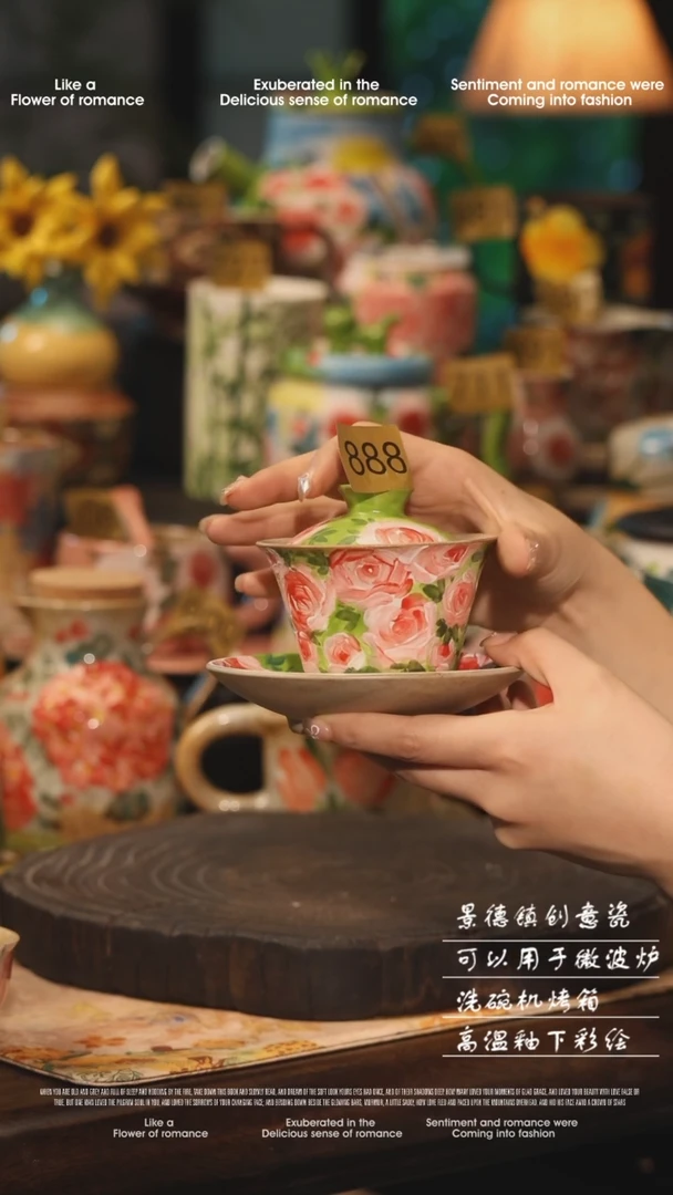 陶瓷888景德镇高温釉下彩绘设计师款式