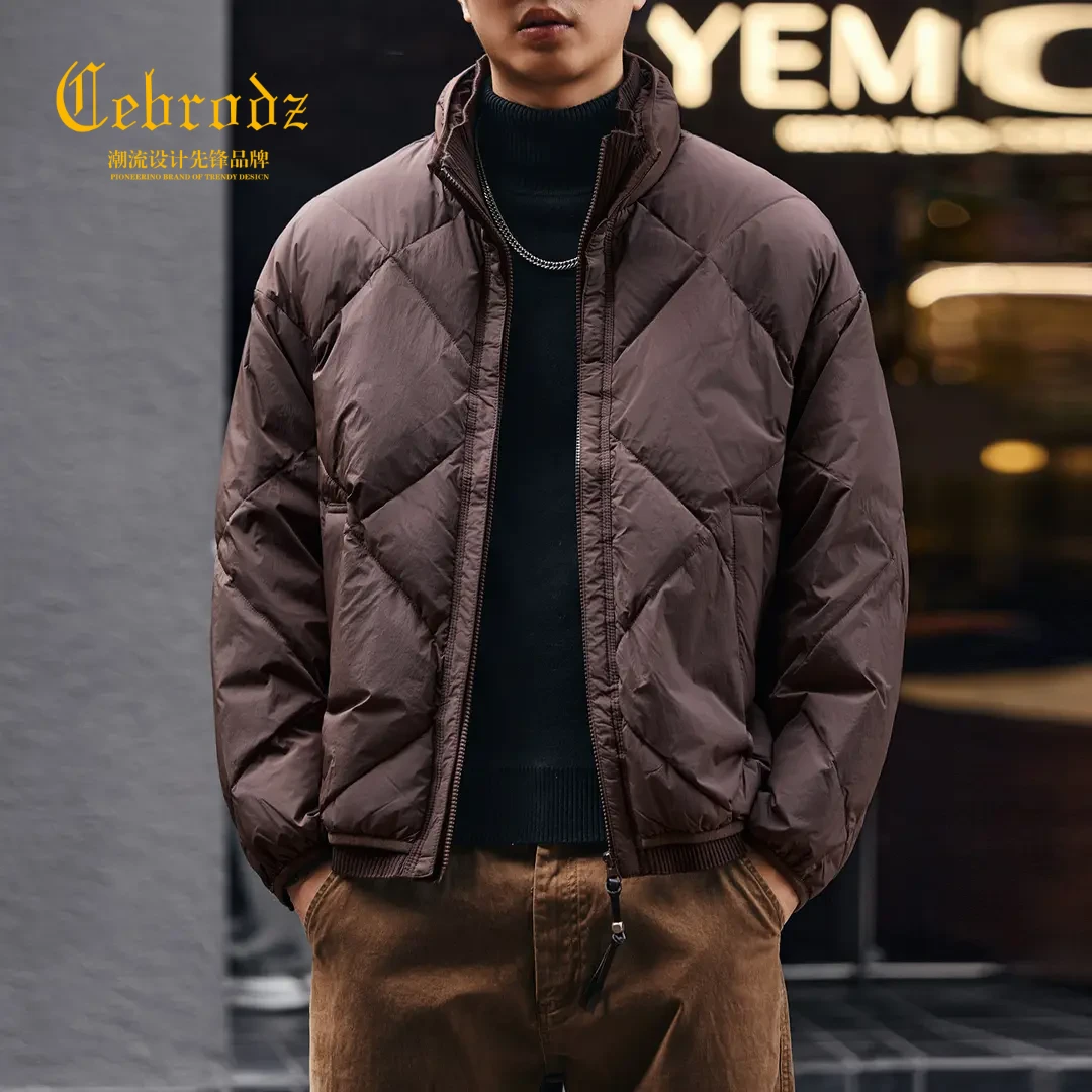 法国Cebrodz冬季羽绒服男面包服外套休闲时尚领口假两件设计潮牌