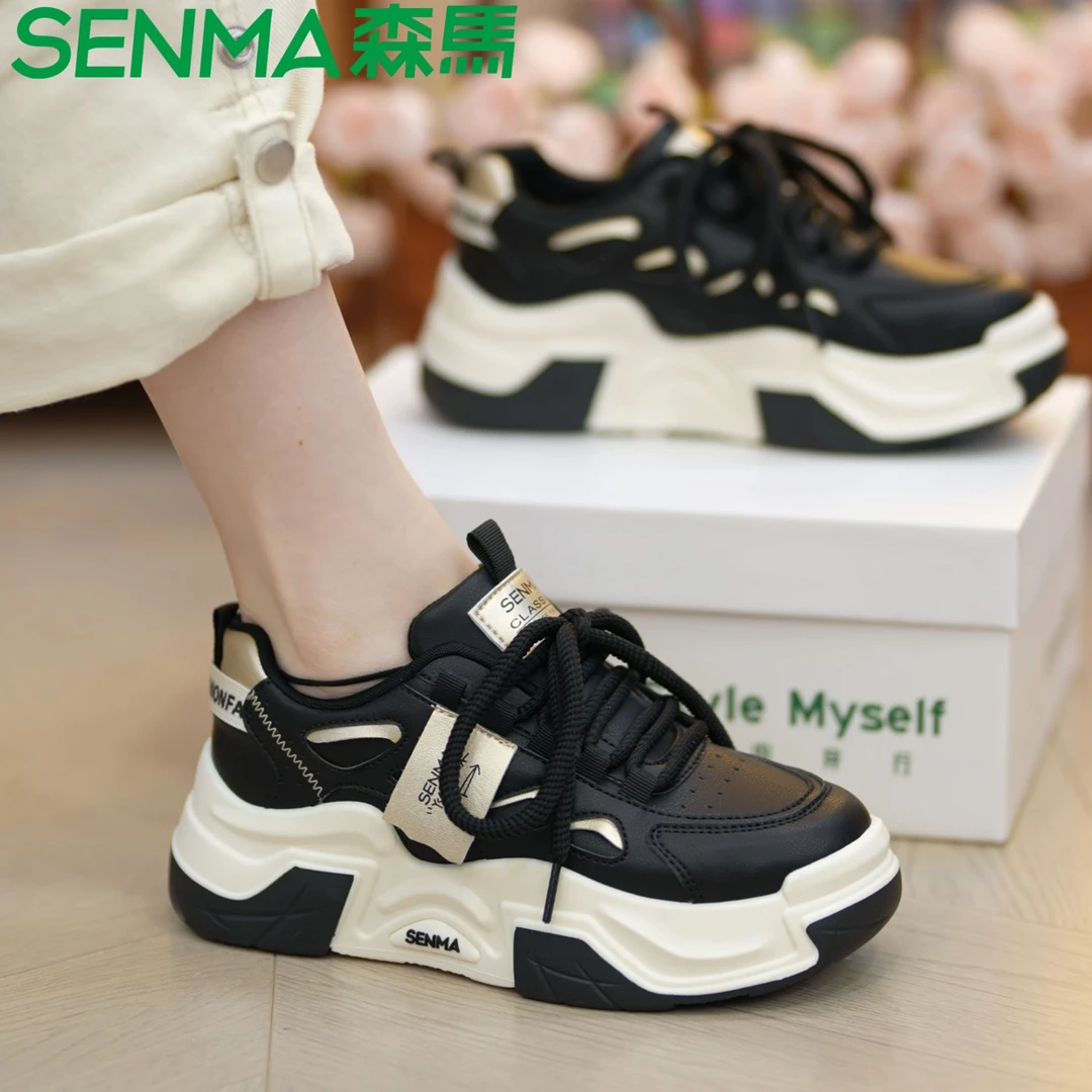 SENMA/森马2025新款百搭小白鞋韩版厚底网红时尚潮流ins休闲鞋女