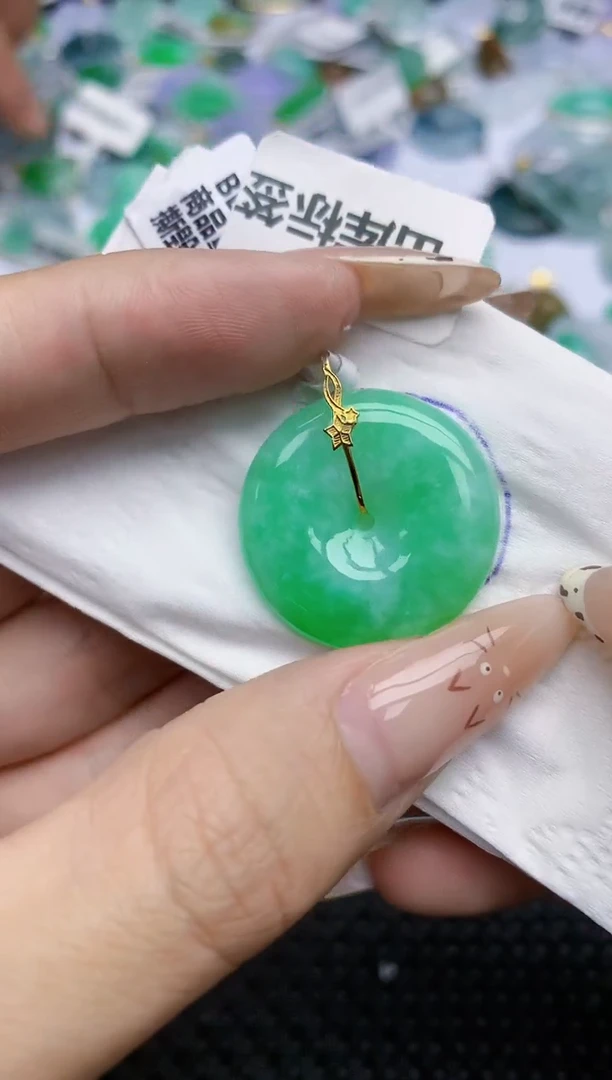 翡翠18K金镶嵌颈饰310   天然翡翠A货