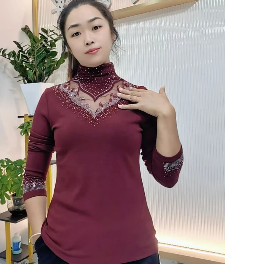 【英英服饰】56长袖秋款打底衫高领女装时尚休闲百搭洋气55棉