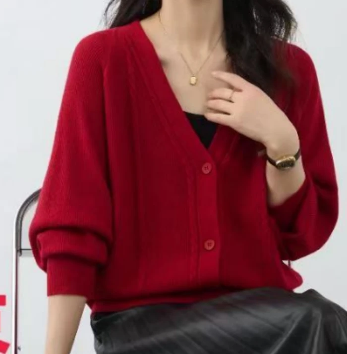 秋季新款高端百搭显瘦休闲气质长袖针织外套女SY00210