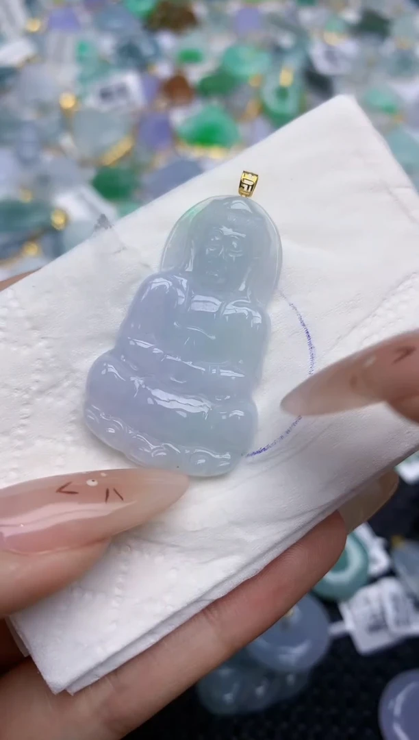 翡翠18K金镶嵌颈饰349   天然翡翠A货