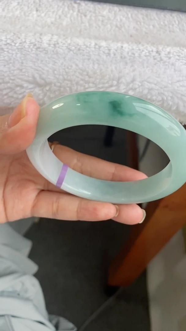 未镶嵌手镯翡翠（冰胶蓝绿底飘花）47号