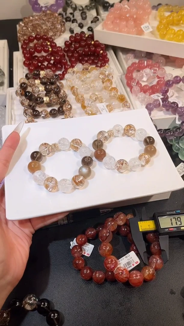 合成欧泊未镶嵌手串多样性发一焦糖可可16mm