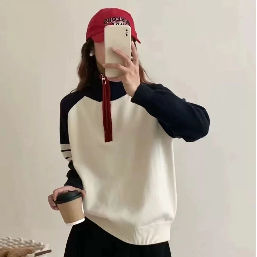 贝姐同款【福利款半拉链】半高领毛衣针织衫长袖888