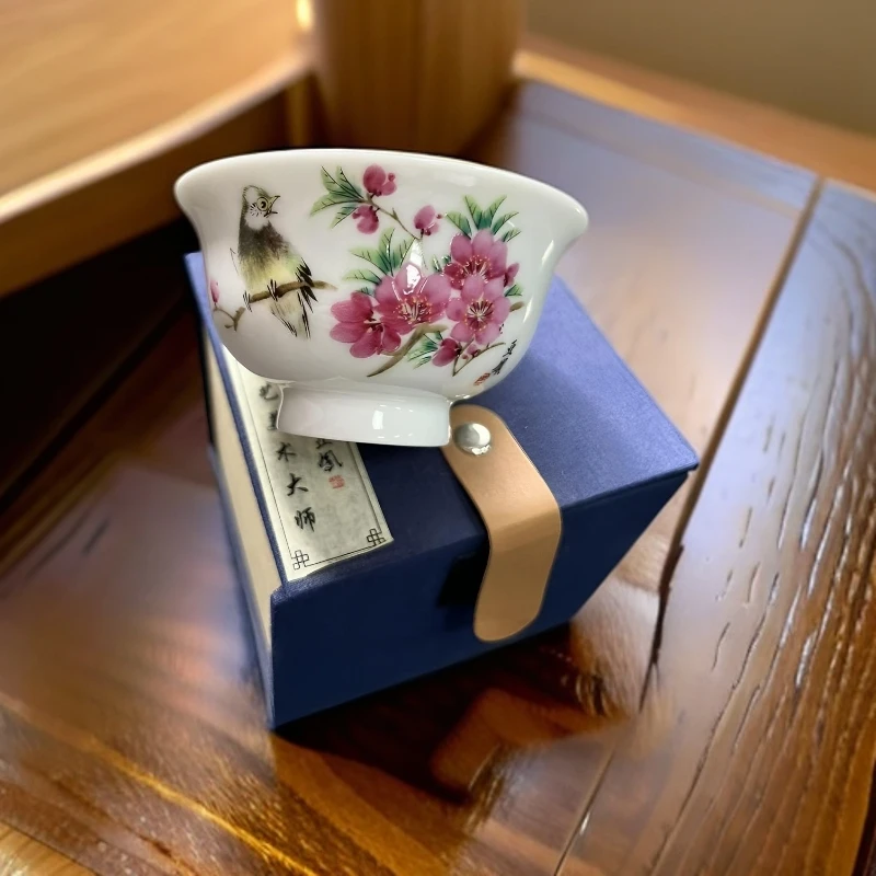 陶瓷 水点桃花 压手杯