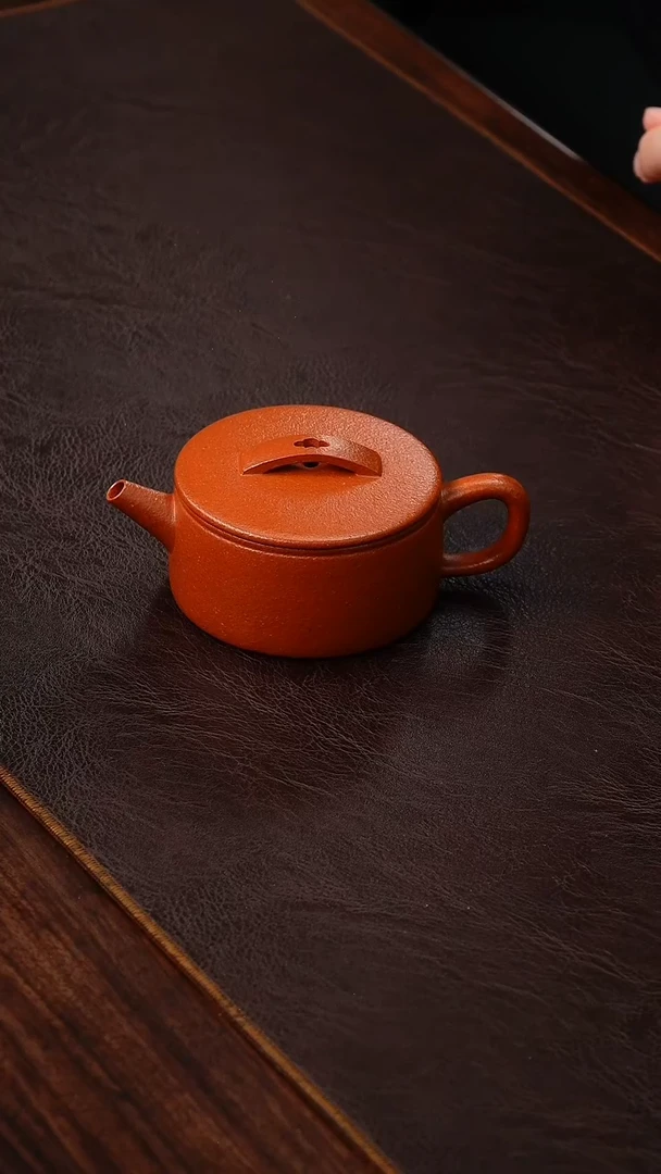 茶壶紫砂侯峰纯红降坡汉瓦120cc