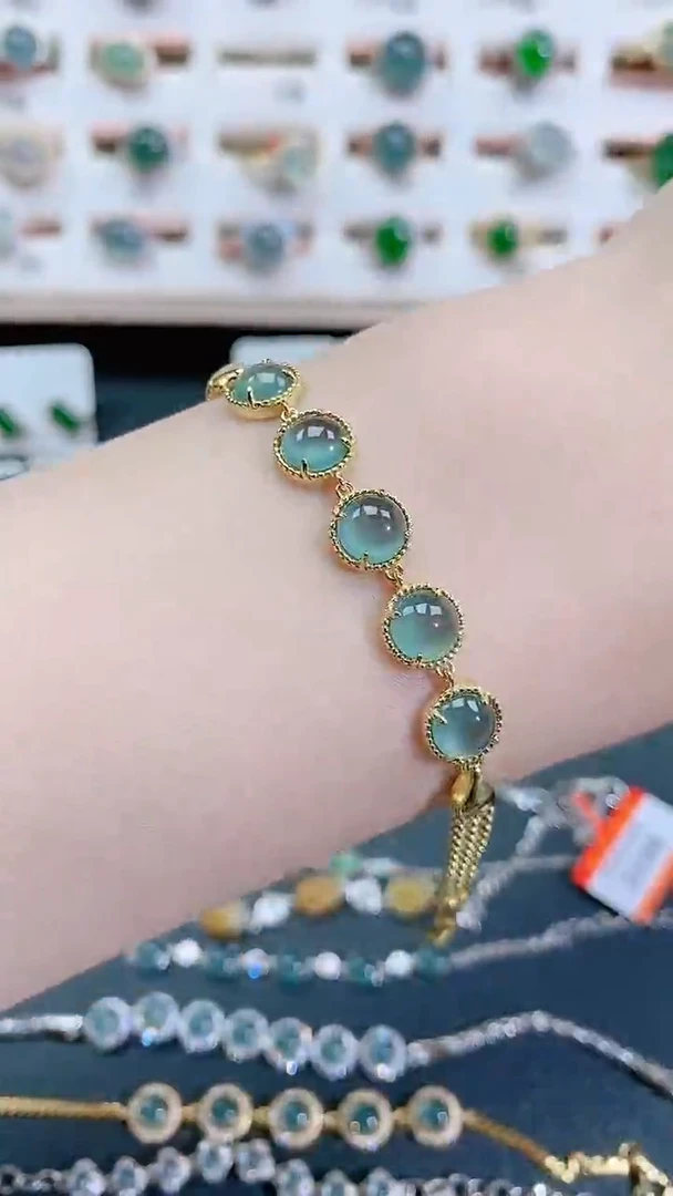银S925镶嵌手链翡翠天然翡翠