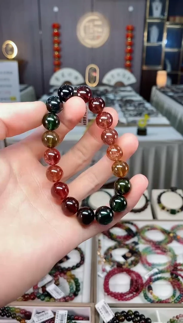 未镶嵌收藏级老矿碧玺单圈手串11mm+碧玺xion多样性发货一条