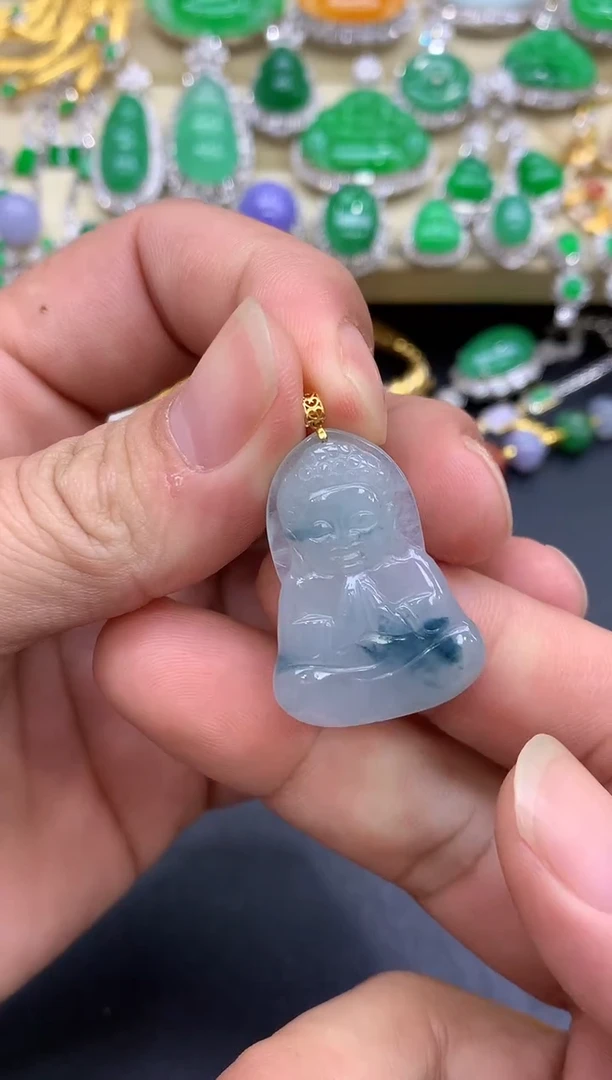 颈饰18K金镶嵌翡翠385-中国好珍宝