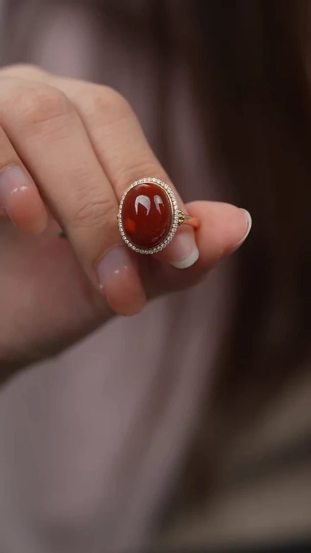 18K金镶嵌Q79（多样性发一件）南红玛瑙戒指