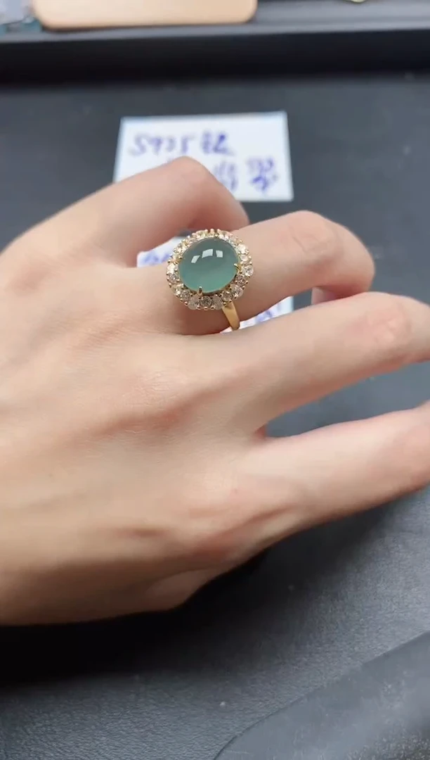 翡翠戒指银S925镶嵌51511